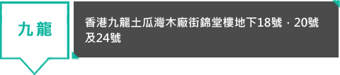 九龍 - 香港九龍土瓜灣木廠街錦堂樓地下18號，20號及24號